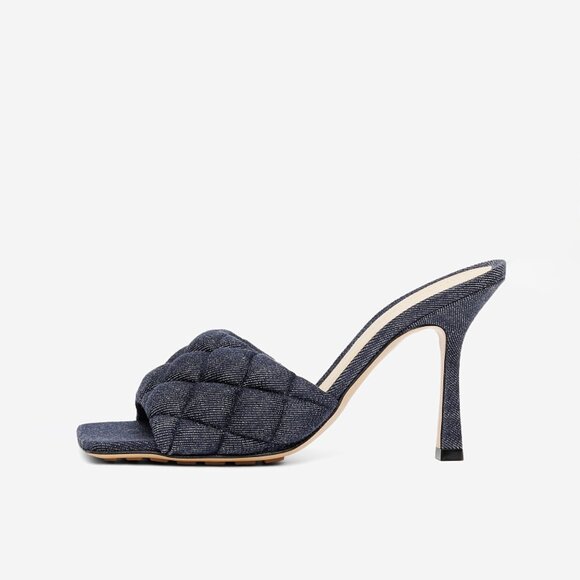 Bottega Veneta Matelasse Quilted Denim Mule Sandals Indigo Size EU 39 US 9 NEW - Picture 12 of 12
